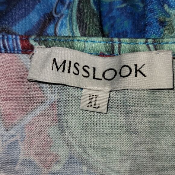 Misslook Blue Floral V-Neck Tunic Top - Picture 10 of 12